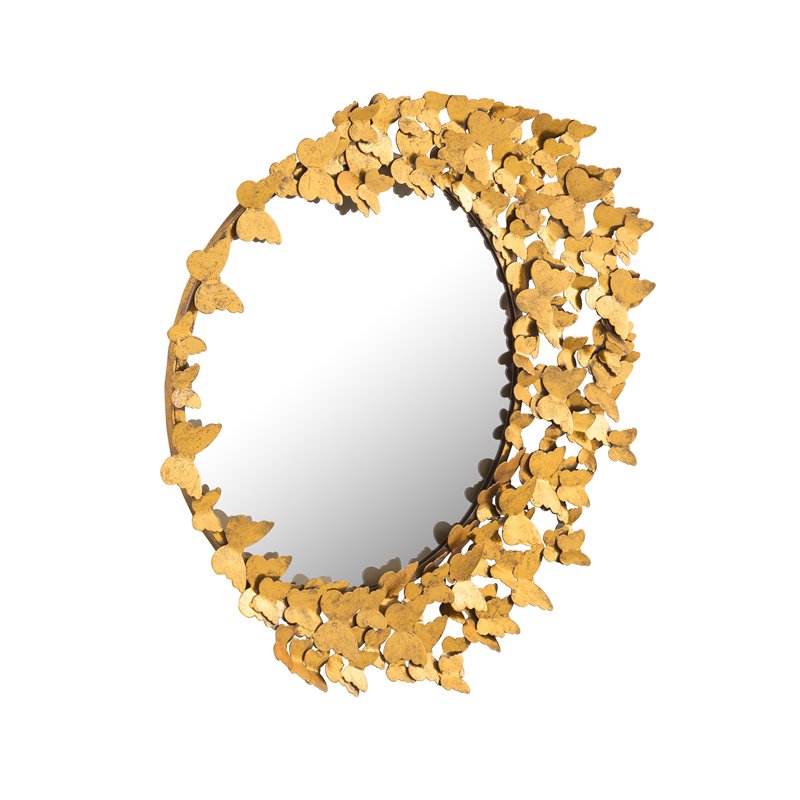 Pemberly Row Handmade Modern Modern Transitional Gold Iron Mirror