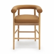 Pemberly Row Contemporary Cognac Vegan Leather Counter Stool