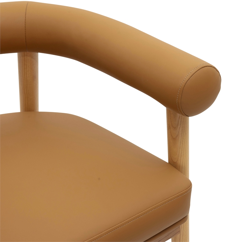 Pemberly Row Contemporary Cognac Vegan Leather Counter Stool