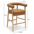 Pemberly Row Contemporary Cognac Vegan Leather Counter Stool