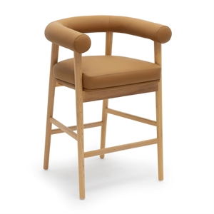 Pemberly Row Contemporary Cognac Vegan Leather Counter Stool