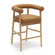 Pemberly Row Contemporary Cognac Vegan Leather Counter Stool
