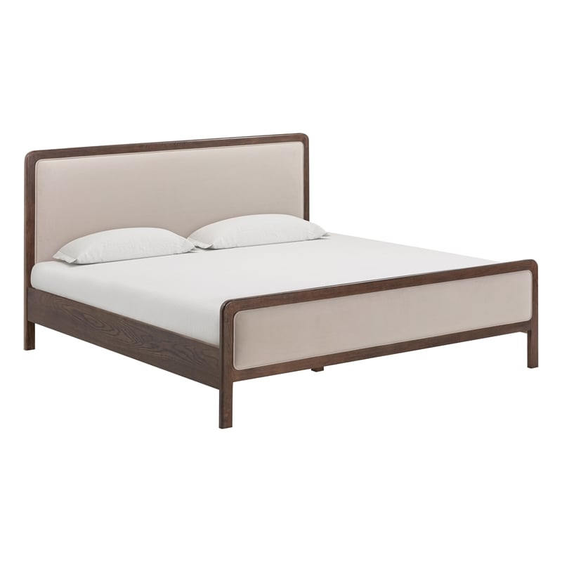 Pemberly Row Contemporary Taupe Velvet King Bed - 79.9
