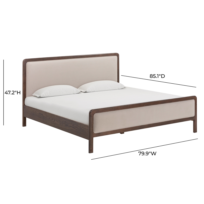 Pemberly Row Contemporary Taupe Velvet King Bed - 79.9