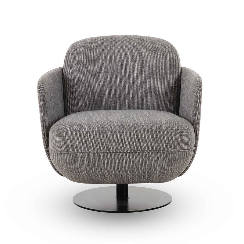 Pemberly Row Contemporary Upholstered Grey Textured Weave Swivel Chair