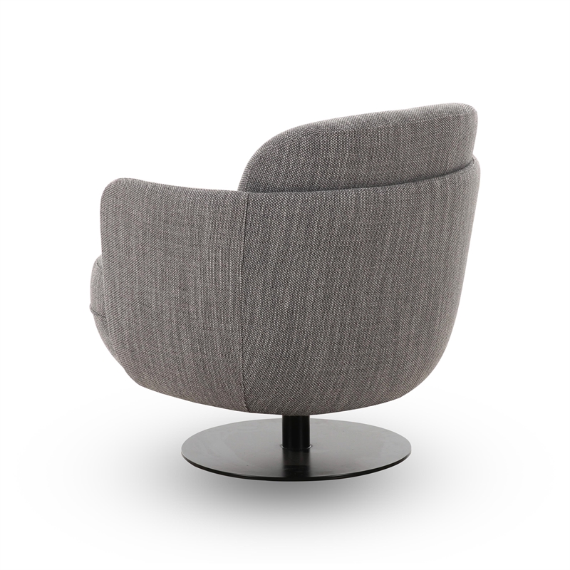 Pemberly Row Contemporary Upholstered Grey Textured Weave Swivel Chair