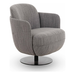 Pemberly Row Contemporary Upholstered Grey Textured Weave Swivel Chair