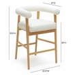 Pemberly Row Contemporary White Finish Vegan Leather Counter Stool