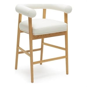 Pemberly Row Contemporary White Finish Vegan Leather Counter Stool