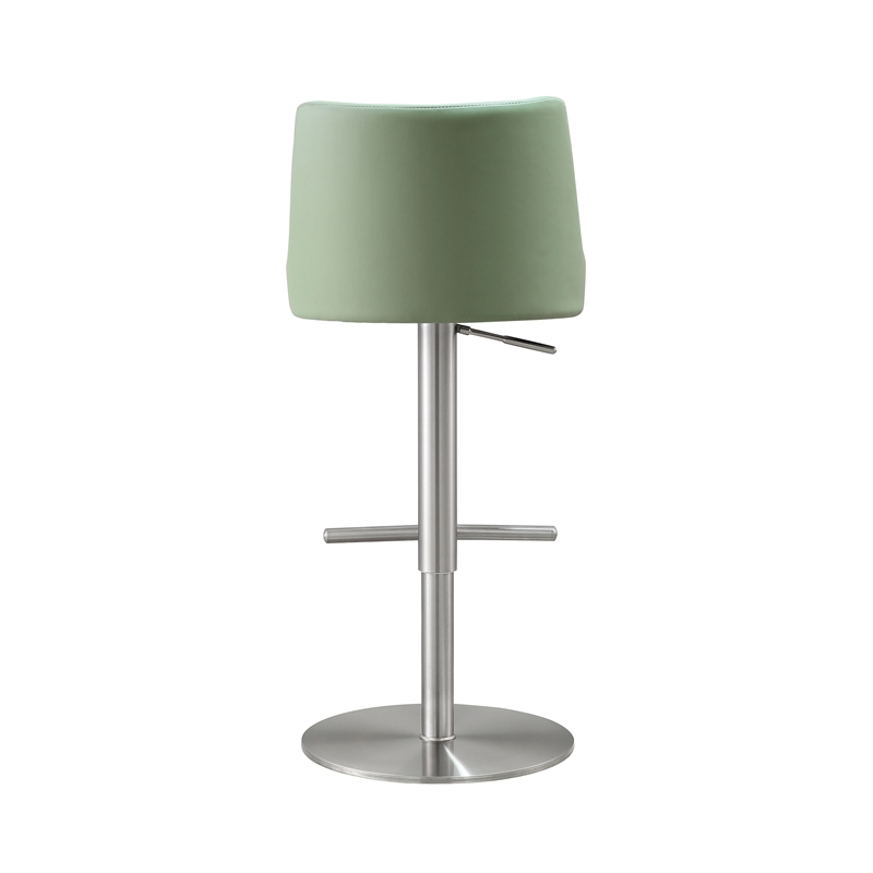 Pemberly Row Transitional Sea Foam Green and Silver Adjustable Stool