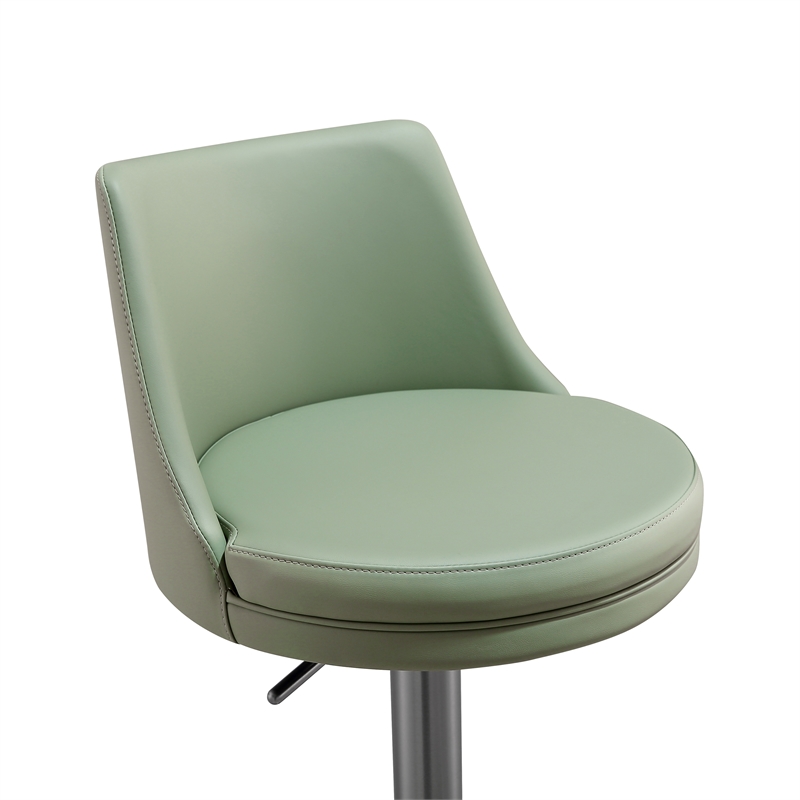 Pemberly Row Transitional Sea Foam Green and Silver Adjustable Stool