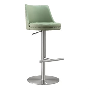 Pemberly Row Transitional Sea Foam Green and Silver Adjustable Stool