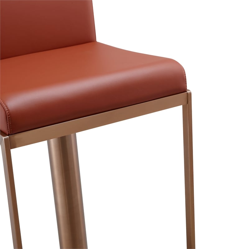 Pemberly Row Transitional Saddle Brown and Rose Gold Adjustable Stool