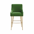 Pemberly Row Transitional Green Velvet Bar Stool - Gold Legs