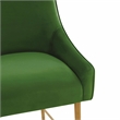 Pemberly Row Transitional Green Velvet Bar Stool - Gold Legs