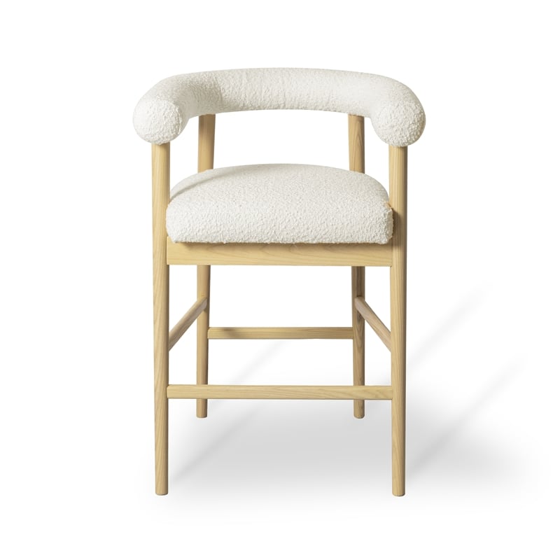 Pemberly Row Contemporary Upholstered Cream Boucle Counter Stool