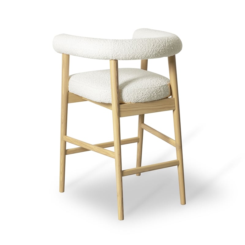 Pemberly Row Contemporary Upholstered Cream Boucle Counter Stool