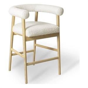 Pemberly Row Contemporary Upholstered Cream Boucle Counter Stool