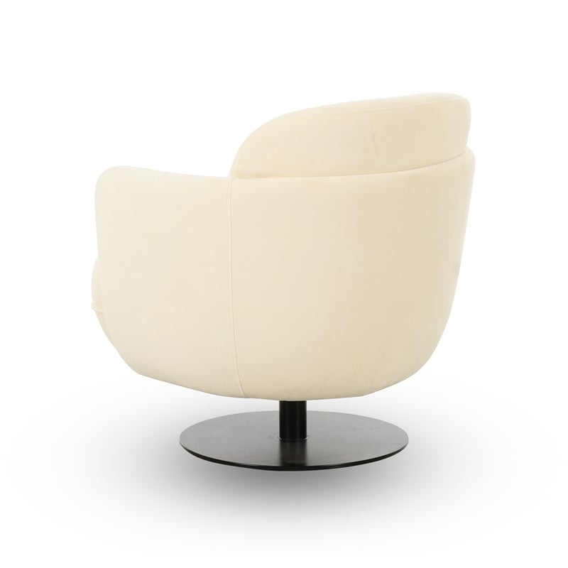 Pemberly Row Contemporary Upholstered Cream Velvet Swivel Chair