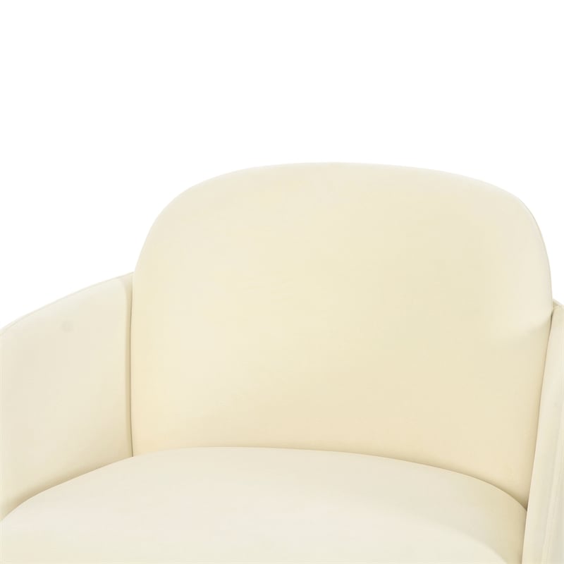 Pemberly Row Contemporary Upholstered Cream Velvet Swivel Chair