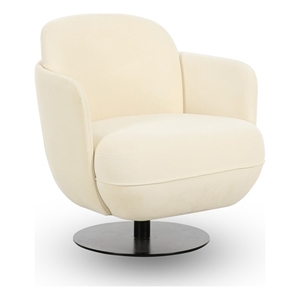 Pemberly Row Contemporary Upholstered Cream Velvet Swivel Chair