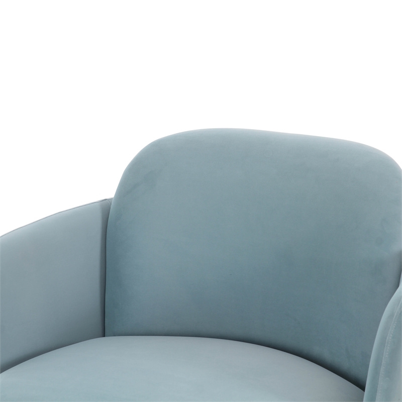 Pemberly Row Contemporary Upholstered Blue Shadow Velvet Swivel Chair