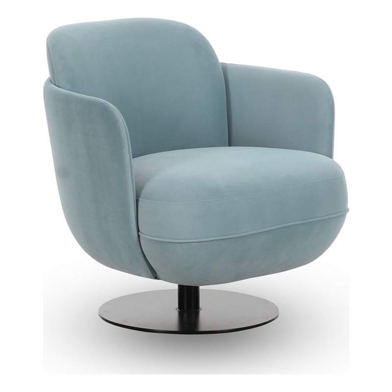 Pemberly Row Contemporary Upholstered Blue Shadow Velvet Swivel Chair