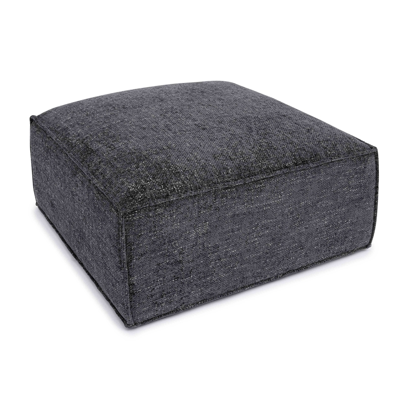 Pemberly Row Contemporary Charcoal Chenille Basketweave Ottoman