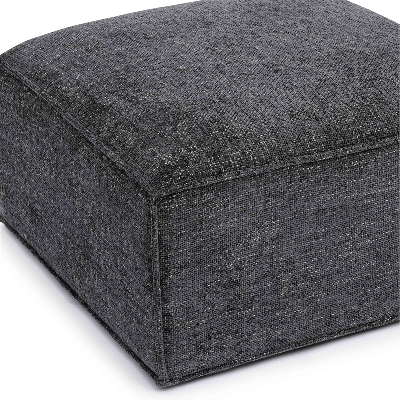 Pemberly Row Contemporary Charcoal Chenille Basketweave Ottoman