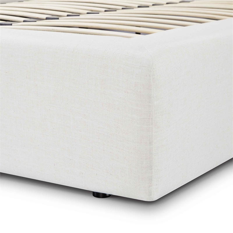 Pemberly Row Contemporary Cream Upcycled Linen Storage King Bed