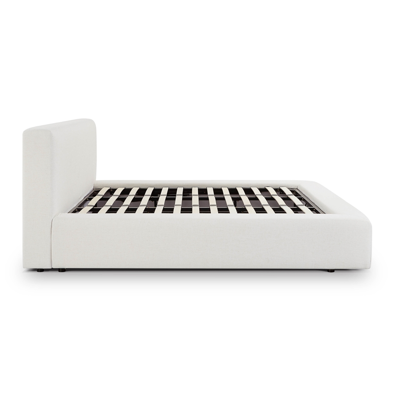 Pemberly Row Contemporary Cream Upcycled Linen Storage King Bed