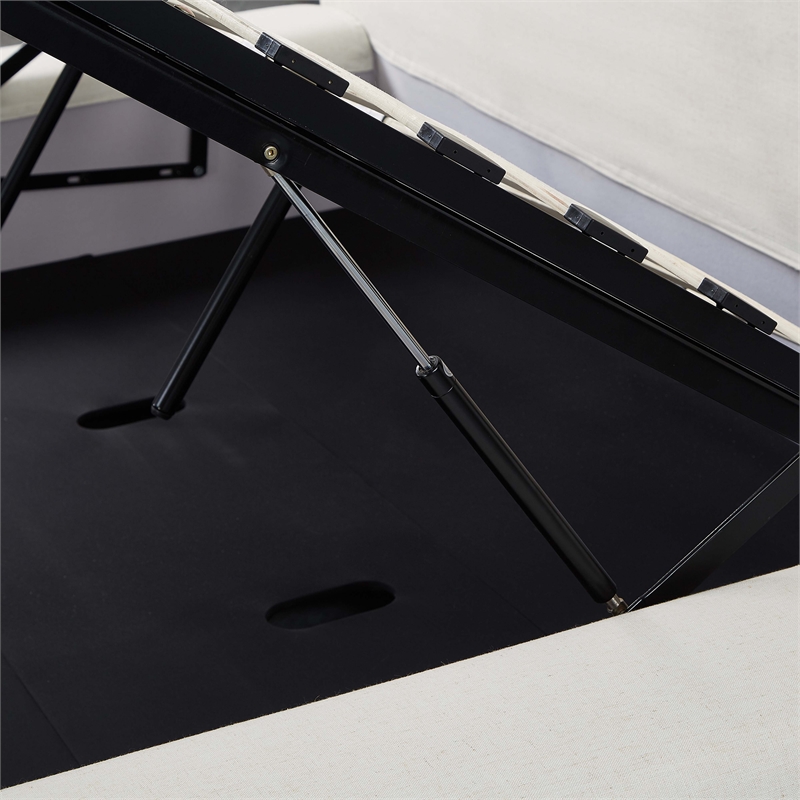 Pemberly Row Contemporary Cream Upcycled Linen Storage King Bed