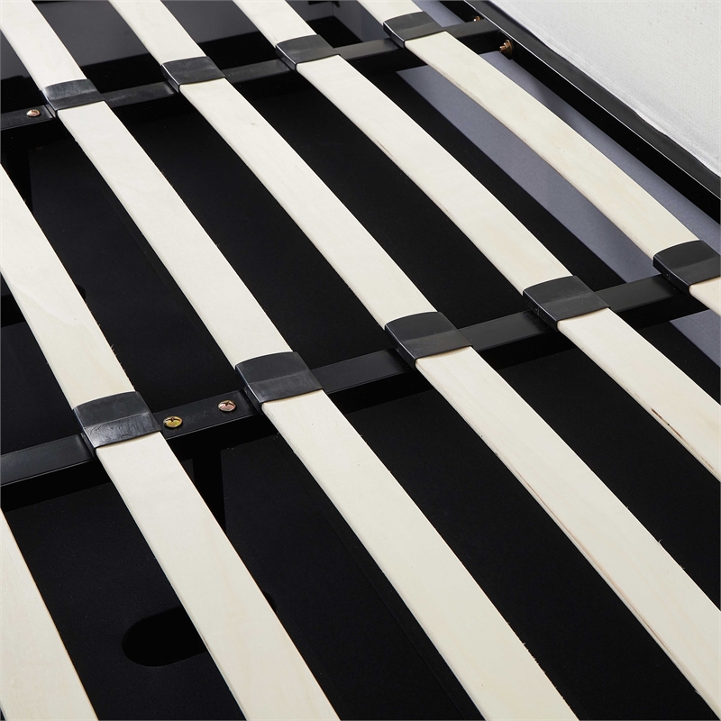 Pemberly Row Contemporary Cream Upcycled Linen Storage King Bed