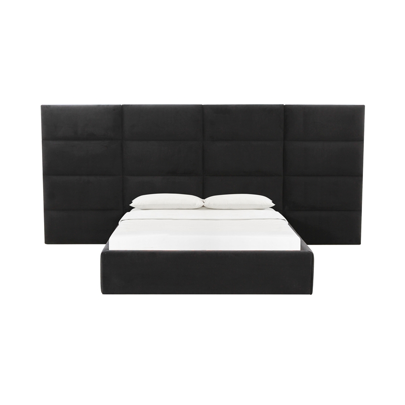 Pemberly Row Contemporary Black Velvet Queen Wings (Set of 2)
