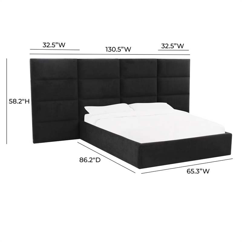 Pemberly Row Contemporary Black Velvet Queen Wings (Set of 2)