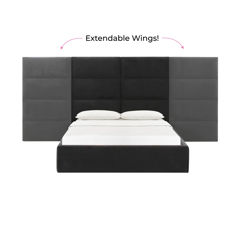 Pemberly Row Contemporary Black Velvet Queen Wings (Set of 2)