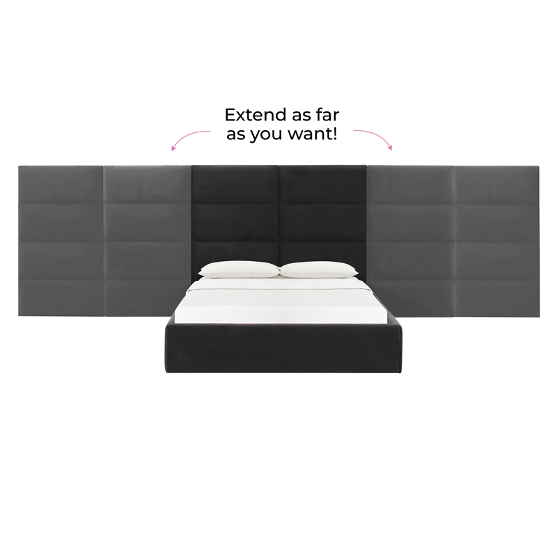 Pemberly Row Contemporary Black Velvet Queen Wings (Set of 2)