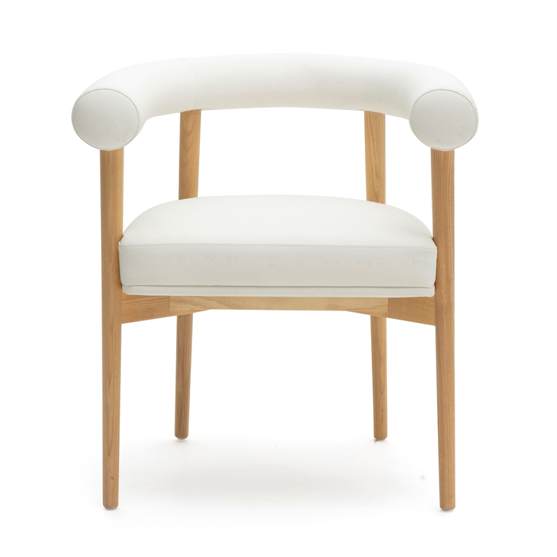 Pemberly Row Contemporary White Finish Vegan Leather Dining Chair