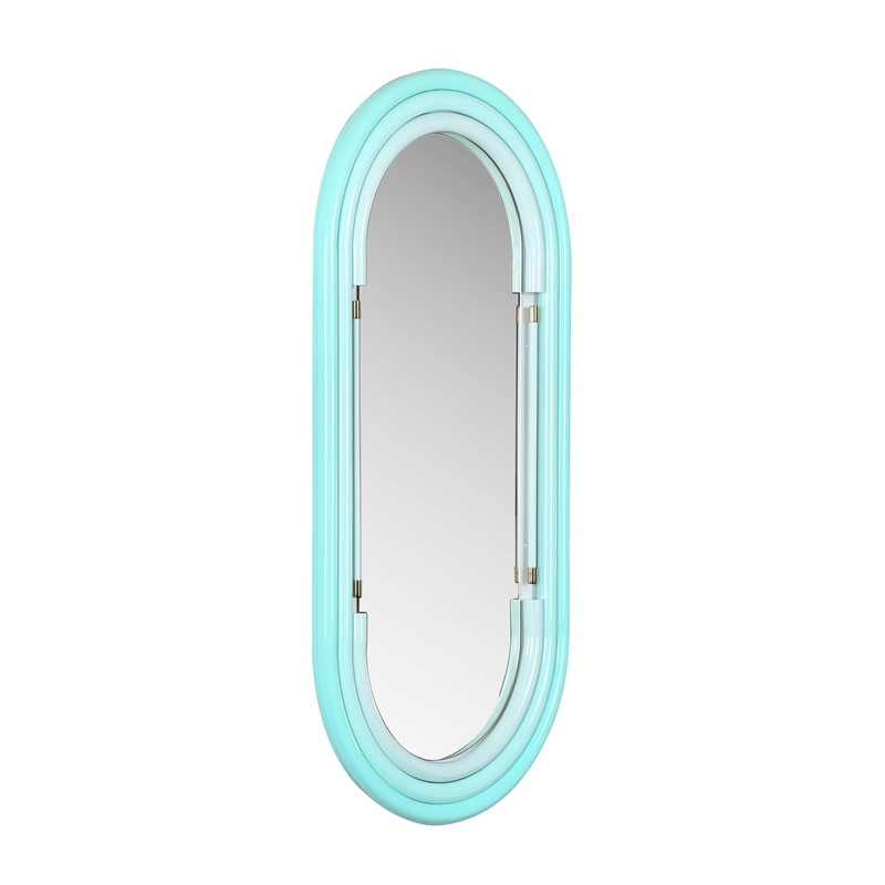 Pemberly Row Handmade Contemporary Neon Large Wall Mirror in Blue