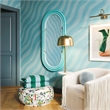 Pemberly Row Handmade Contemporary Neon Large Wall Mirror in Blue