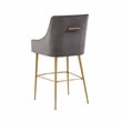 Pemberly Row Dark Grey Velvet Upholstered Counter Stool - Gold Legs