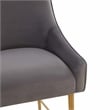 Pemberly Row Dark Grey Velvet Upholstered Counter Stool - Gold Legs