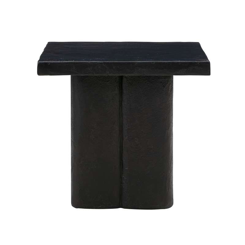 Pemberly Row Transitional Black Concrete Textured Side Table