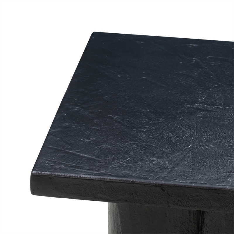 Pemberly Row Transitional Black Concrete Textured Side Table