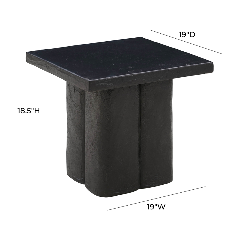 Pemberly Row Transitional Black Concrete Textured Side Table