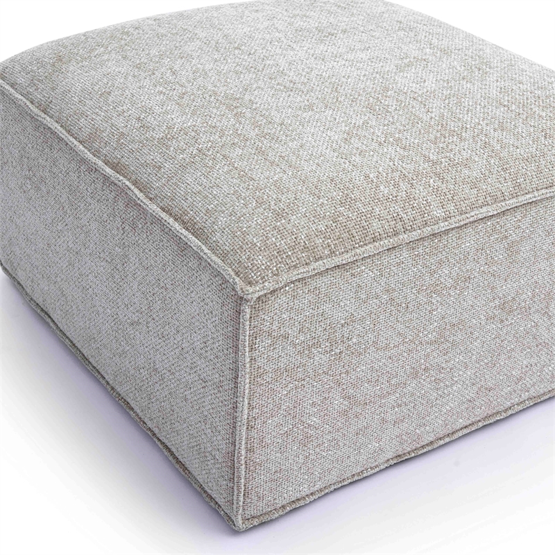 Pemberly Row Contemporary Taupe Chenille Basketweave Ottoman