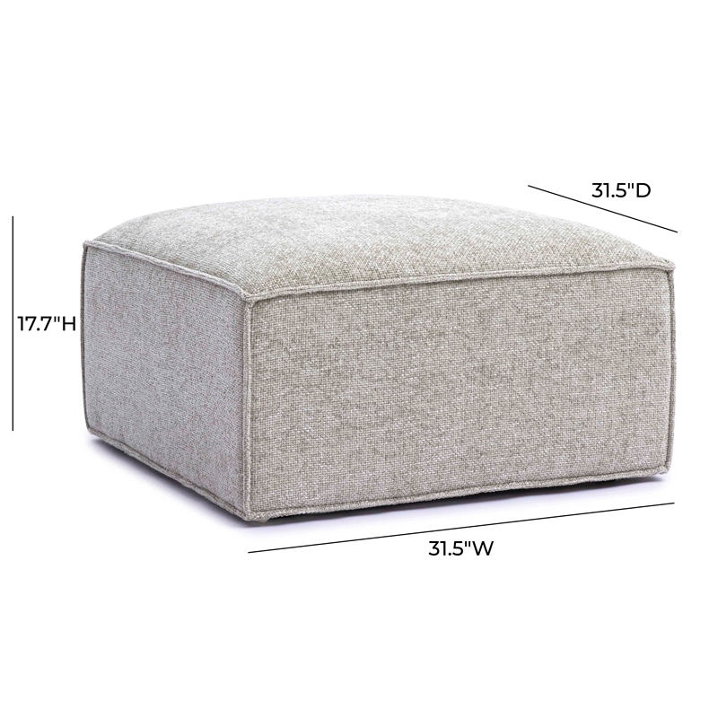 Pemberly Row Contemporary Taupe Chenille Basketweave Ottoman
