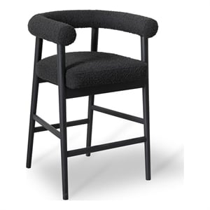 Pemberly Row Contemporary Upholstered Black Boucle Counter Stool
