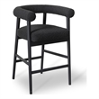 Pemberly Row Contemporary Upholstered Black Boucle Counter Stool