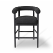 Pemberly Row Contemporary Upholstered Black Boucle Counter Stool